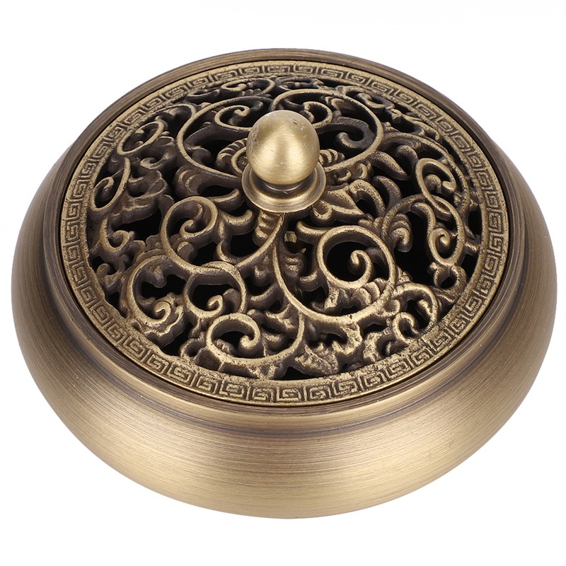 Household Brass Incense Burner Incense Burner Holders Craft Decoration (Round
