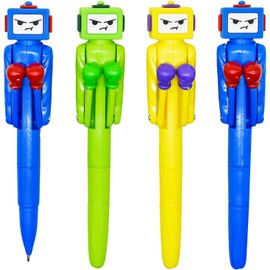 Maydahui 4-Piece Stylish Boxing Robot Ballpoint Pen, 0.04 inch (1.0 mm), Black, Fun, Stylish, Easy to Write, Office Supplies, Students, Kids, School Entrance Celebration, Prize, Gift, Present
