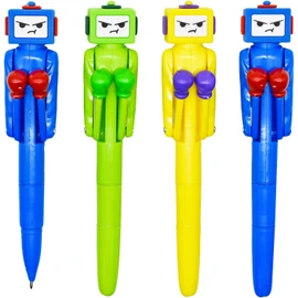 Maydahui 4-Piece Stylish Boxing Robot Ballpoint Pen, 0.04 inch (1.0 mm), Black, Fun, Stylish, Easy to Write, Office Supplies, Students, Kids, School Entrance Celebration, Prize, Gift, Present