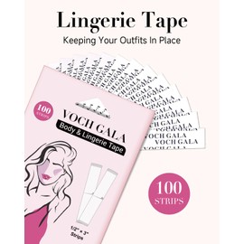 VOCH GALA Double-Sided Tape for Clothes and Fashion – No-Iron Fabric Tape, Pre-Cut Body Tape & Clothing Tape, Gentle on Skin & Fabrics (3.3" Length)