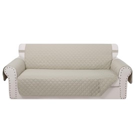 Luxshare Home Reversible 4 Seater Sofa Cover 91 Inch Large Couch Cover Furniture Protector(Sofa XX-Large,Beige/Beige)