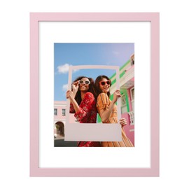 Vittanly 11x14 Picture Frame, Engineered Wood with Shatter Resistant Plexiglass, Display Pictures 8x10 with Mat or 11x14 without Mat, Photo Frame for Wall or Table Top Display, Pink, 1 Pack