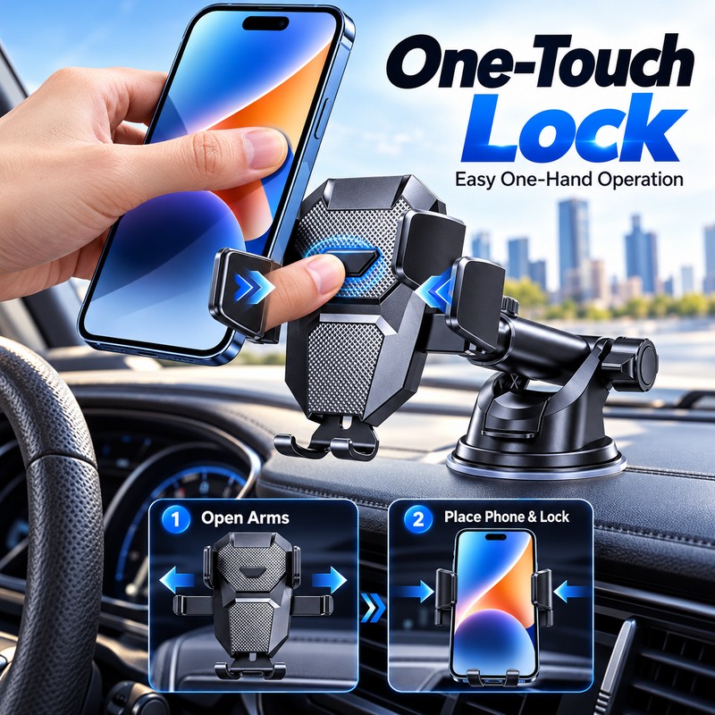 Car Phone Mount for Dashboard, Windshield & Air Vent, Telescopic