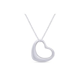 AFFY Open Heart 14k White Gold Over Sterling Silver Pendant Necklace Jewelry for Womens with 18" Chain