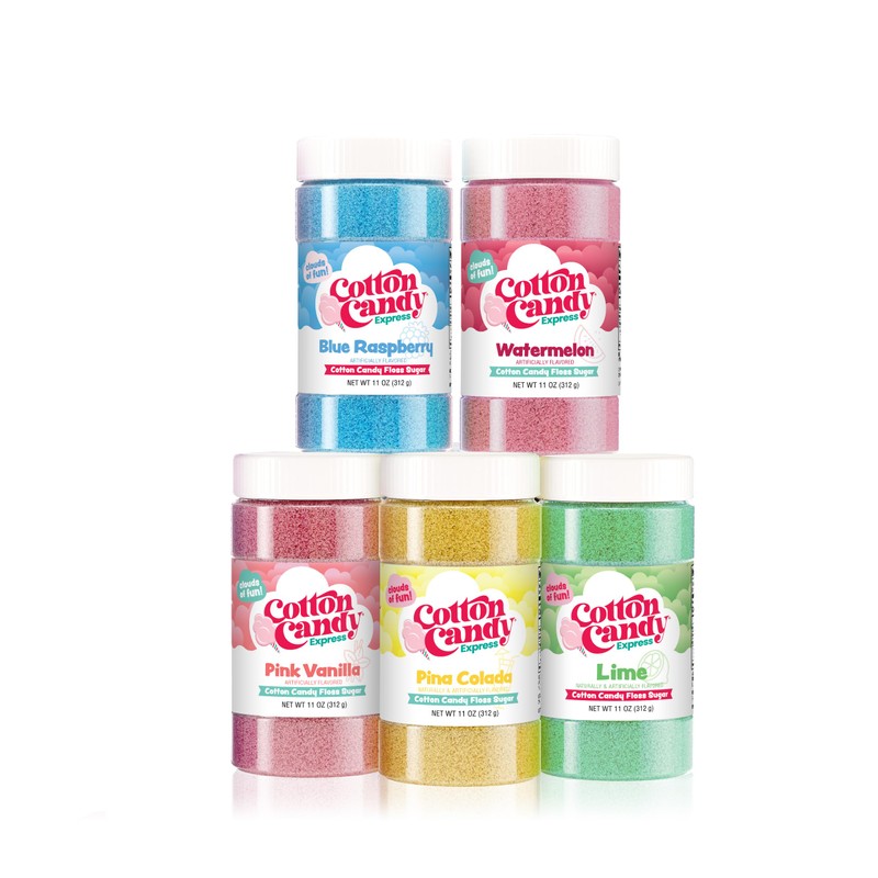 Cotton Candy Express Floss Sugar Variety Pack 5 - 11oz