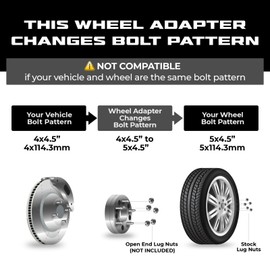 ezaccessory 2 Wheel Adapters 4x4.5 to 5x4.5 | 4x114.3 to 5x114.3 | Mount 5 Lug Mustang Wheels on 4 Lug Mustang 4x4.5 Hub