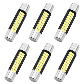 HQRNYP 6PCS 28mm 29mm 6614F Festoon LED Car Bulb, Extremely Bright 9-SMD 4014 Chips LED Bulb, Car Accessories Visor Light Bulb for Vanity Mirror, Dome Light Car Vanity Light Bulbs (White)
