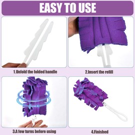 Duster Refill Compatible with Swiffer Hand, 15Pcs Reusable Duster Pads for Swiffer, 360° Heavy Duty Fleece Duster Refills Washable for Cleaning Ceiling Fan Window Kitchen