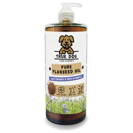 True Dog Flaxseed Oil for Dogs 500ml | Natural Omega 3 Supplement for Dogs & Cats, Linseed Oil, Joint, Skin & Coat Support