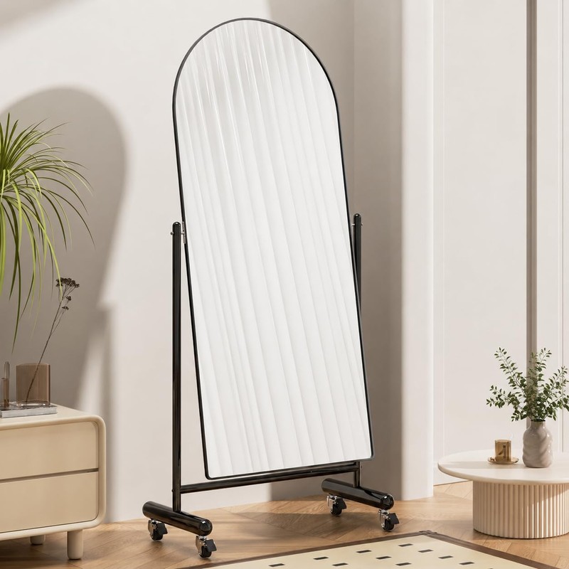Arched Full Length Mirror with Wheels 65" x 24", Adjustable