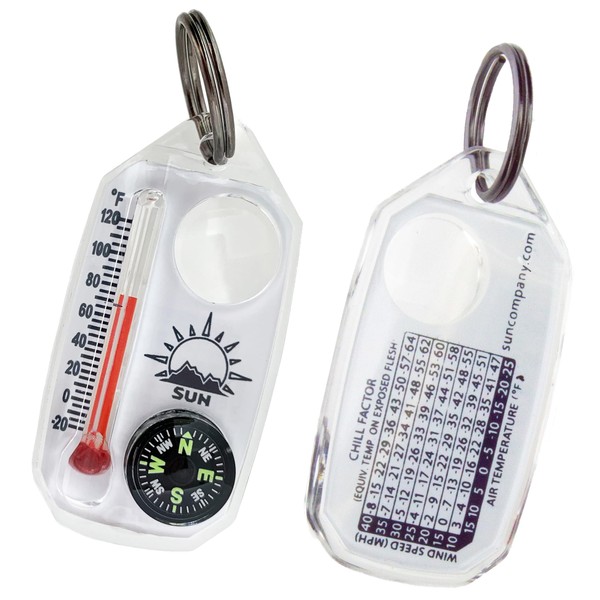 Sun Company TripleGage - 3-in-1 Zipper Pull with Compass, Thermometer,