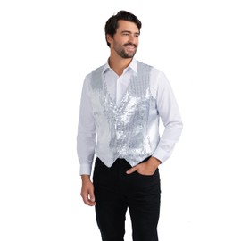 Dress Up America Vollständig gefüttert Silber Sequin Weste für Erwachsene Größe klein