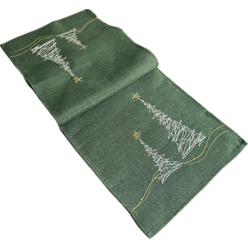khevga Table Runner Tablecloth Christmas Modern in Grey with Embroidery