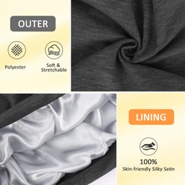 NiCola Adjustable Sleeping Cap, Satin Lined Sleep Bonnet, Satin Bonnet Sleep Cap, with Adjustable Strap, Beanie Night Sleeping Hat for Women and Men Hair Care (UK, Numeric, 1, Dark Grey)