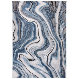 SAFAVIEH Craft Collection Area Rug - 6'7" x 9', Blue & Grey, Modern Abstract Design, Non-Shedding & Easy Care, Ideal for High Traffic Areas in Living Room, Bedroom (CFT819M)