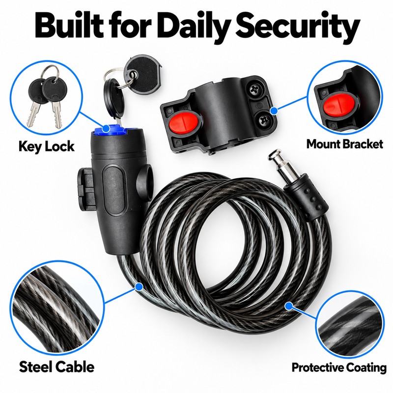 Bicycle Bike Lock Anti-Theft Steel Cable – Portable Security Lock