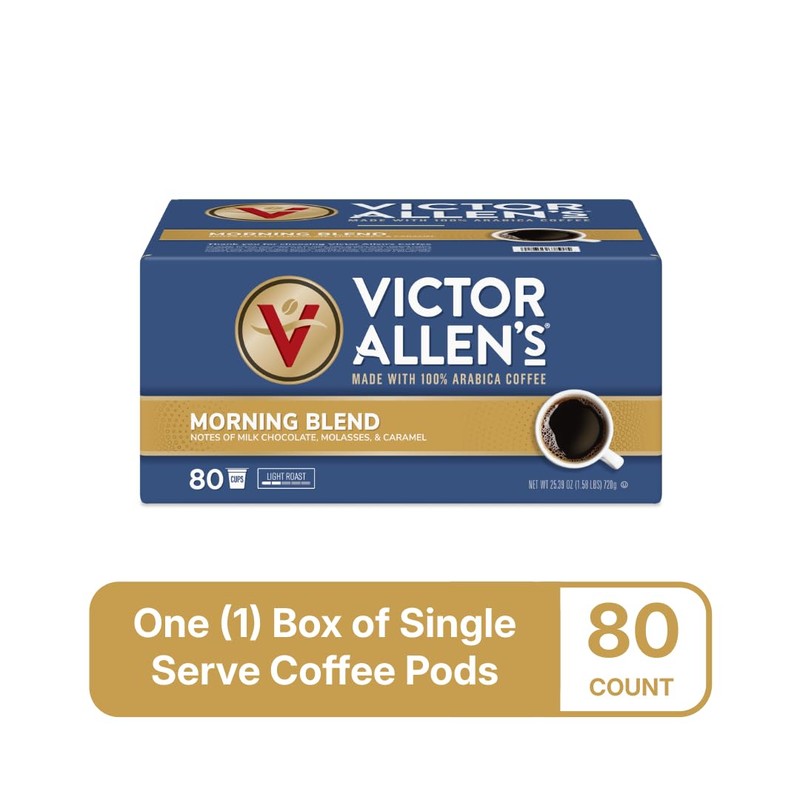Victor Allen's Coffee Morning Blend, Light Roast, 80 Count, Single