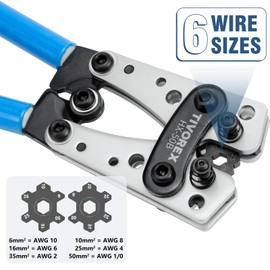 Tivorex Battery Cable Lug Crimping Tool for AWG 8-1/0 Electrical Lug, with Cable Cutter 64pcs Ring Terminals and 70pcs Heat Shrink Tubing