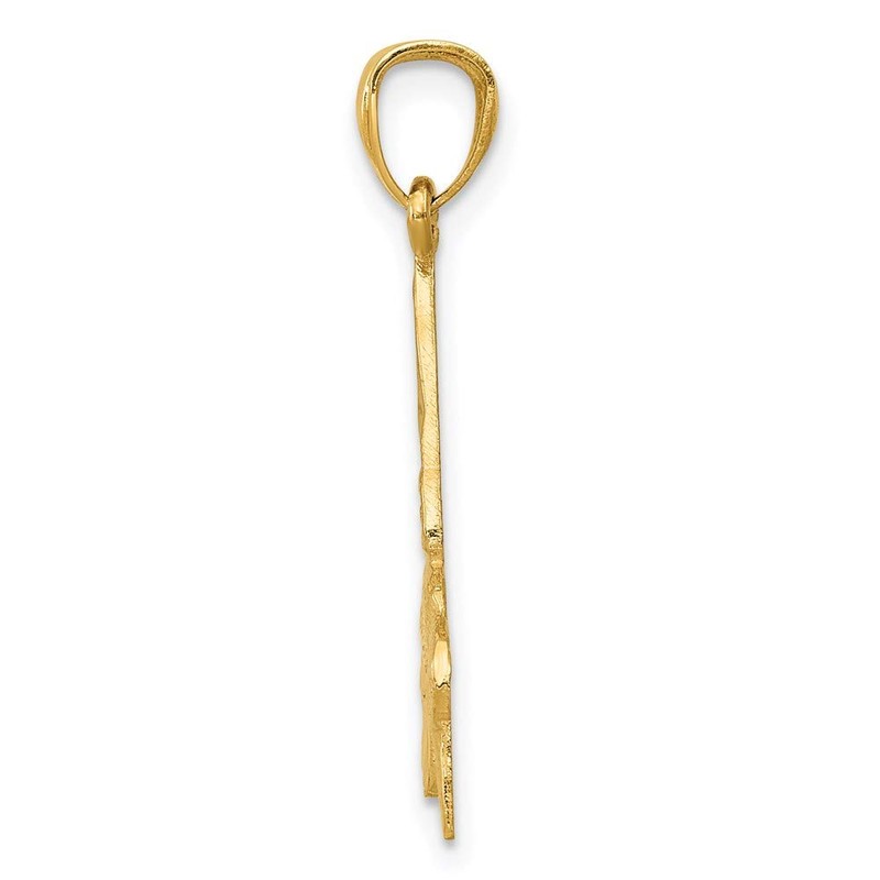 14k Yellow Gold Solid Hummingbird Charm Pendant