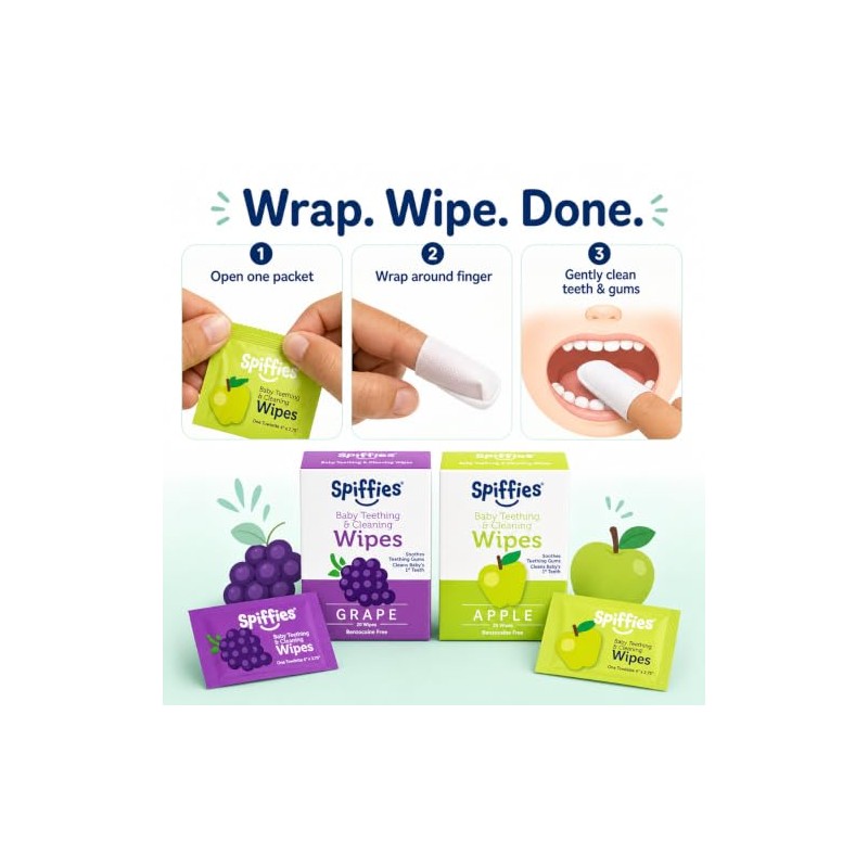ToothWipes, TP50 tripack, 40 Apple, 20 Grape, 60-Wipes