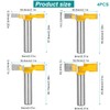 4 Pieces 4 Blade T Groove Milling Cutter for Router,
