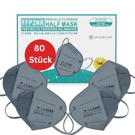 Simplecase FFP2 Mask, Certified by Officially Named Body 0598, Respirator Mask, Particulate Filter Mask, Pack of 80