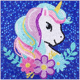 MWOOT DIY 5D Unicorn Flower Rhinestone Painting Kits for Beginner, Full Drill Diamond Art Painting, Embroidery Cross Stitch Gem Picture Supply for Wall Room Decor(15x15CM)