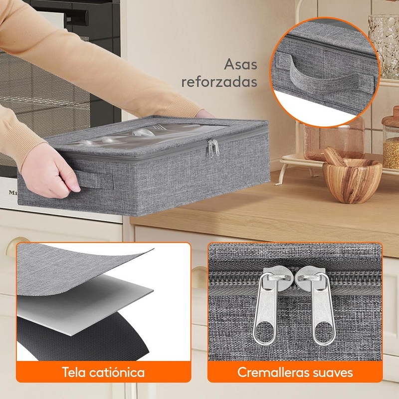 Lifewit - Caja de almacenamiento de cubiertos cubiertos con tapa