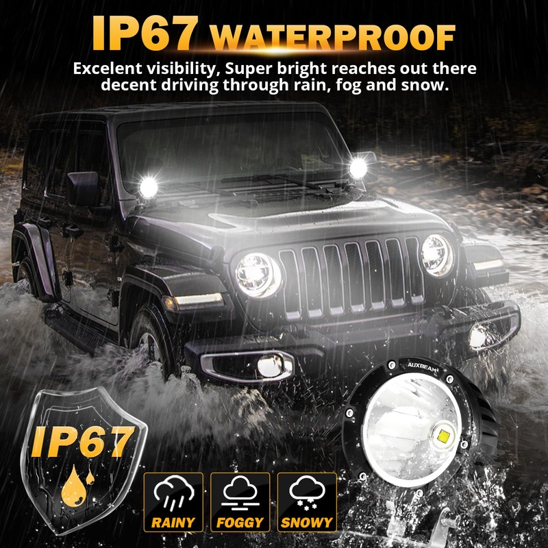 Auxbeam 4In 72W Round Led Offroad Light, 2PCS 7200LM Spot