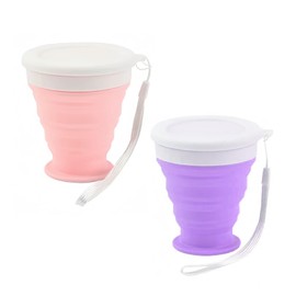 SWYSGS Folding Cup with Lid Reusable Foldable Cup Outdoor Camping Folding Cup for Hiking/Picnic/Travel