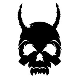 Monster Skull with Horns Design #2 Self Adhesive Vinyl Decal Sticker for: Cars Bikes Helmets CD Cases Motorcycle Clubs (1.2" x 2", Black)