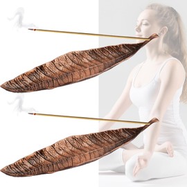 Incense Stick Holder Metal Leaves, Pack of 2 Incense Holder Including Hole, Holder for Incense Sticks for Home, Office, Yoga, Meditation, Office, Home Decor