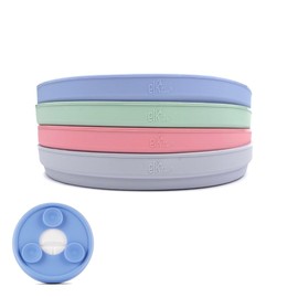 Elk and Friends Kids 6.7" Porcelain Plate Silicone Suction Sleeves | Microwave & Dishwasher Safe