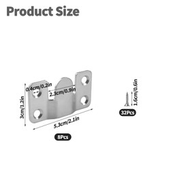 4 Pairs Flush Mount Bracket, Stainless Steel Interlocking Heavy Duty Photo Frame Hook with Screws, for Hanging Headboards Large Picture Display Wall Mount Hardware (Primary, 54x30mm)