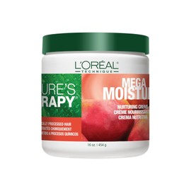 L'OREAL TECHNIQUE Nature's Therapy Mega Moisture Creme - Deep Conditioning & Detangling Hair Mask, Softens and Adds Shine With Botanical Extracts, For All Hair Types, 16 Oz