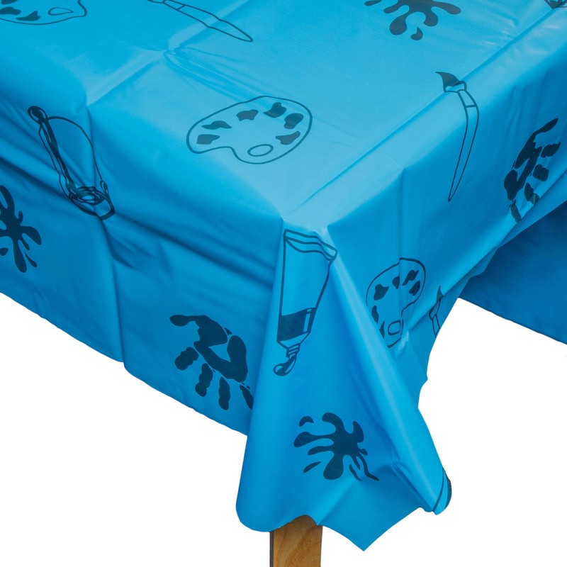 Baker Ross blue plastic tablecloth/ splash mat