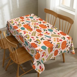 SENYOUMI Pumpkin Tablecloth Rectangle Table Cover 54×72 Inch Autumn Maple Leaf Waterproof Table Cloth for Dinner Party Picnic Kitchen