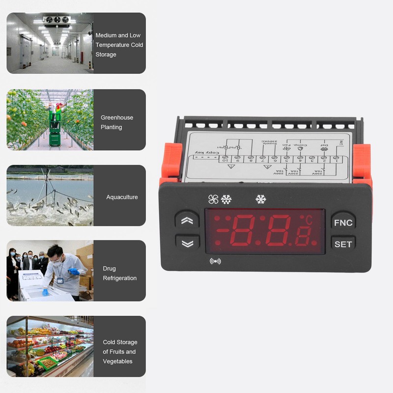 Temperature Controller Fahrenheit Celsius Switchable Digital Display NTC Sensor Thermostat