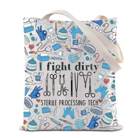 ZJXHPO Surgical Technician Tote Bag I Fight Dirty Sterile Processing Tech Shoulder Bag Surgical Tech Appreciation Gift (Fight Dirty Tote)
