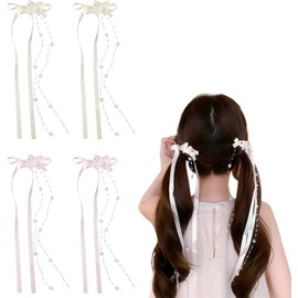 Ribbon Hairpin (Set of 4) Ribbon, Hair Clip, Ribbon, Hair Ornament, Cute, Bow, Hair Accessory, Wedding, Birthday, School Entrance Ceremony, Recital, Coming of Age Ceremony, Graduation Ceremony, Party