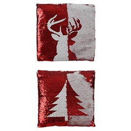 Edelman Reversible Christmas Cushion with Sequins, White/Red, Multi-Colour (8718861654646)