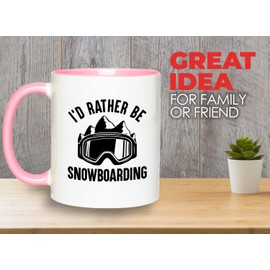 Bubble Hugs Snowboard 2Tone Pink Mug 11oz - id rather be - Ski Snowboard Goggles Snowboarder Skiing Snowboarding Gift Skiers Hiking Mountain Snowboareing