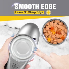 Electric Can Opener, Automatic Electric Can Opener at the Touch of a Button, No Sharp Edges, Electric Can Opener for Elderly, Arthritis Patients and Chefs, Silver