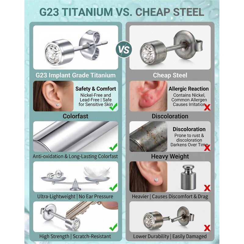 DJCIW 15pcs G23 Titanium Gold Ear Piercing Kit 4mm Ball,