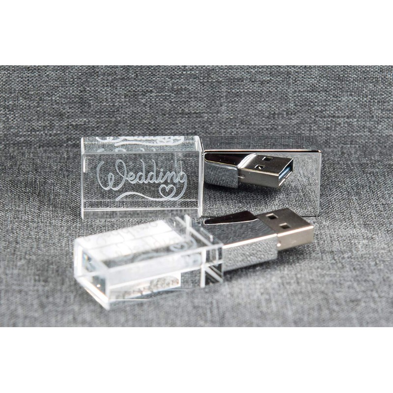 Crystal USB Flash Drive with Box Wedding Design - Elegant