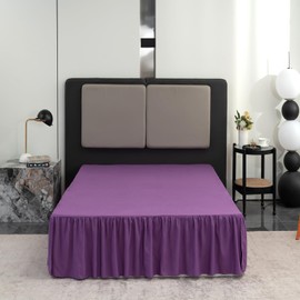 Bed Skirt Queen Size Ruffled Bed Skirt with Split Corners, Queen Bed Skirt 14 Inch Drop, TSUTOMI Queen Size Bed Skirt Grape for Ruffled Bed Skirt with Split Corners, Bed Skirt Queen Size