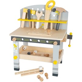 Small Foot Wooden Toys- Compact Premium Workbench Playset for Boys and Girls- Role Play Construction Set Includes 5 Wooden Tools-Ages 3+