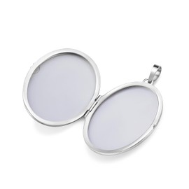 Medallion XXL Partially Matted Decorated Oval 925 Sterling Silver Matte for Opening for Picture Insert 2 Photos Amulet Decoration - Edge Decoration by Haus der Herzen® with Jewellery Case, Sterling