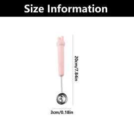 Round Melon Scoop, Double Sided Stainless Steel Round Scoop with Pp Handle, Multifunctional Melon Baller, Easy to Use and Clean, Cute Shape, for Fruit, Ice Cream（Pink）