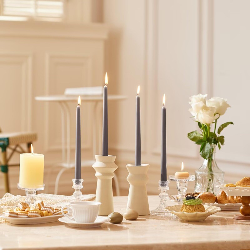 Pickood 10-Inch Tall Dripless Taper Candles Set of 4 -